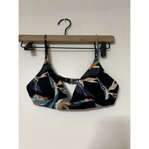 Roxy Women's Navy Birds of Paradise Triangle Bikini Swim Top Size S